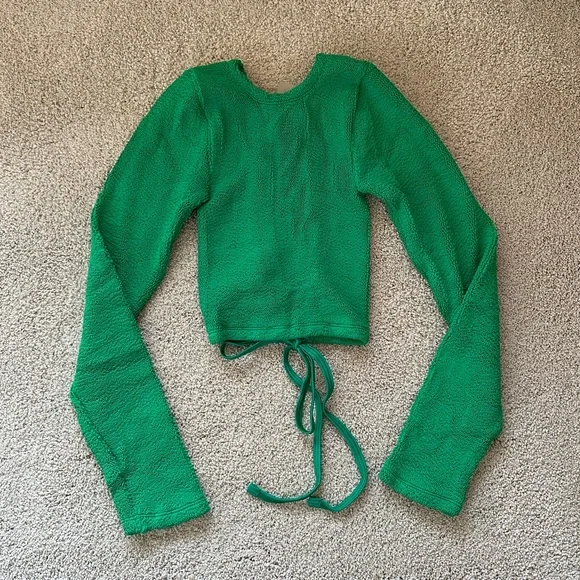 Hunza G Green Celeste Rashguard Crop Top Swim Top - Picture 3 of 10